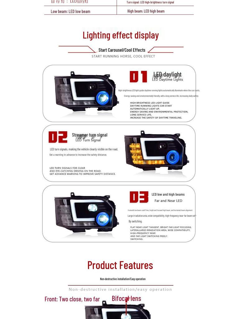 LED Projector Headlights with Flowing Turn Signals for 2005-2018 Toyota Hiace