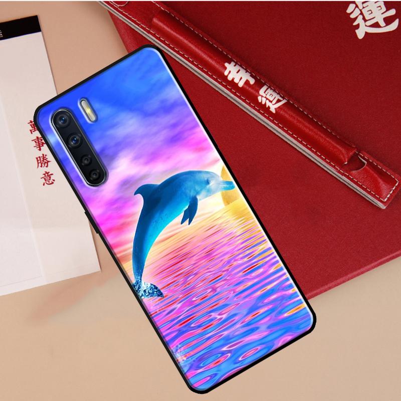 Ocean Dolphin Case For Oppo A40 A78 A54 A74 A94 A17 A57 A77 A76 A16 A96 A18 A60 A80 A38 A58 A98 A15 A5 Pro