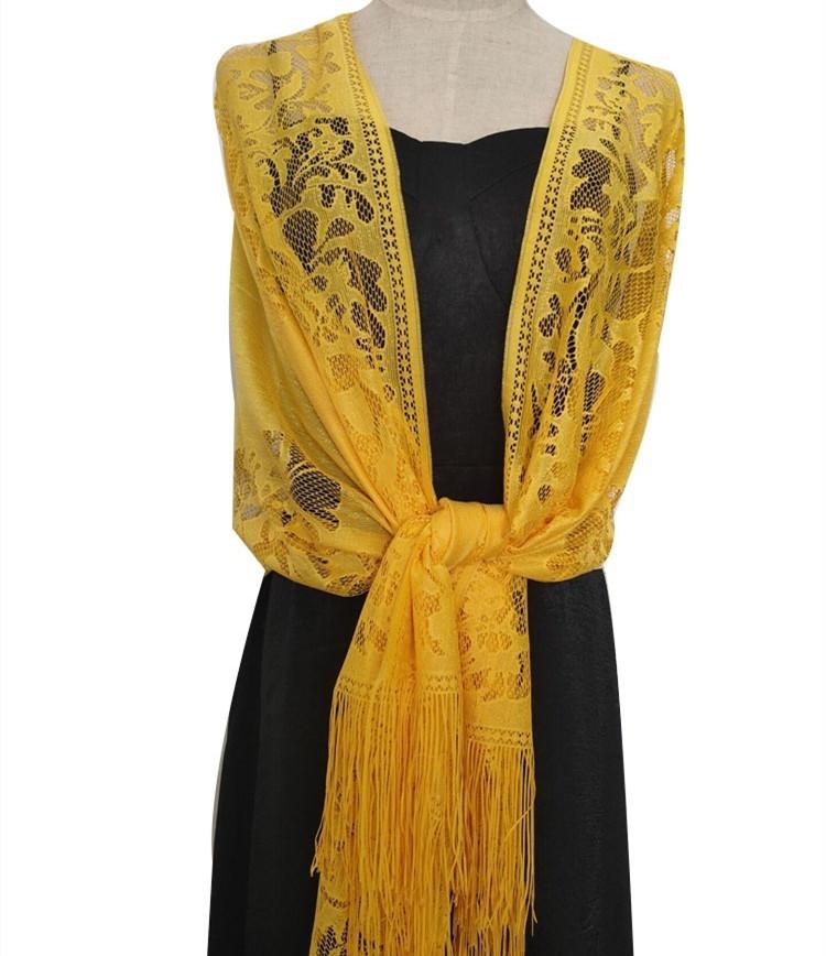 

Элегантная свадебная шаль с кисточками, новая женская однотонная кружевная шаль для вечеринки, невесты, подружки невесты, сетчатая пряжа, темп. жёлтый