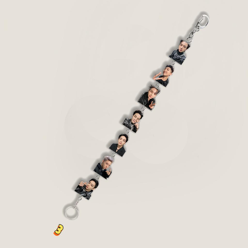 Lanț Breloc cu Multiple Pandantive BTS, Breloc cu Șnur cu Fotografie Reală/Desen Animat al Membrilor Bangtan Boys, Pandantiv Breloc Drăguț pentru Geantă pentru Fanii Kpop ARMY