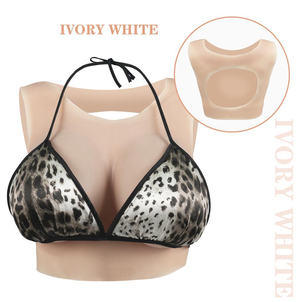 KUMIHO Silicone Fake Boobs Hollow Back Breast Forms Chest Enhancer for Drag Queens Crossdressing Transgender Anime Cosplay