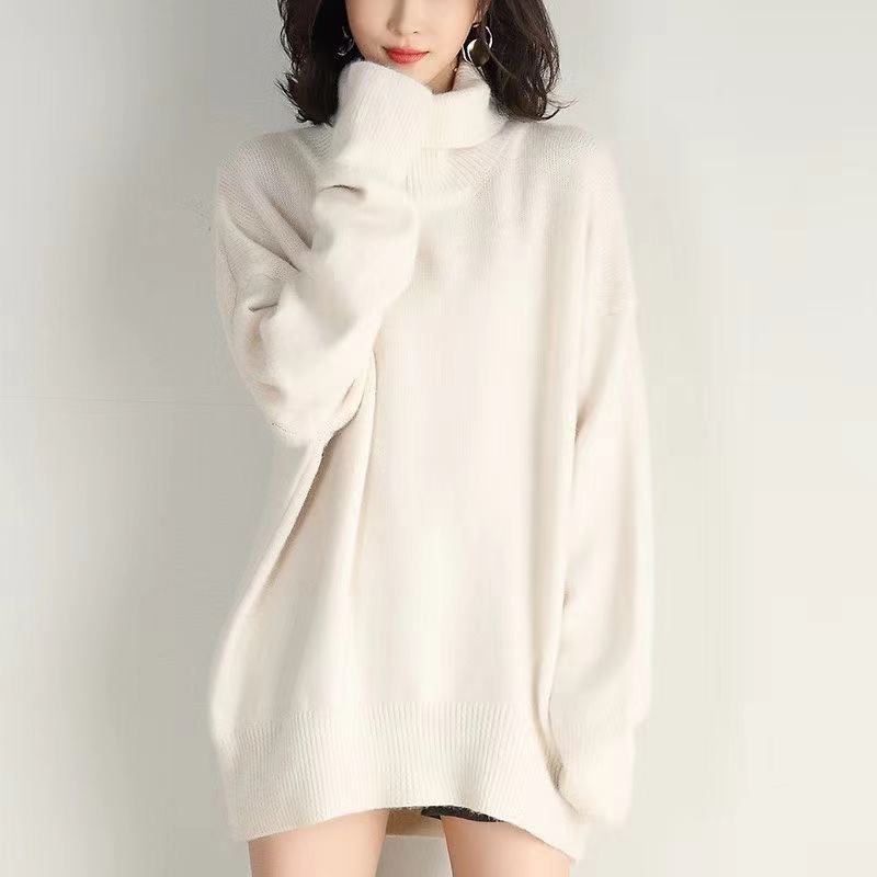 Solid Color Turtleneck Sweater Women's Autumn and Winter Inner Wear Loose and Thin Retro Lazy Style Small Pullover Knitted Bottoming Shirt