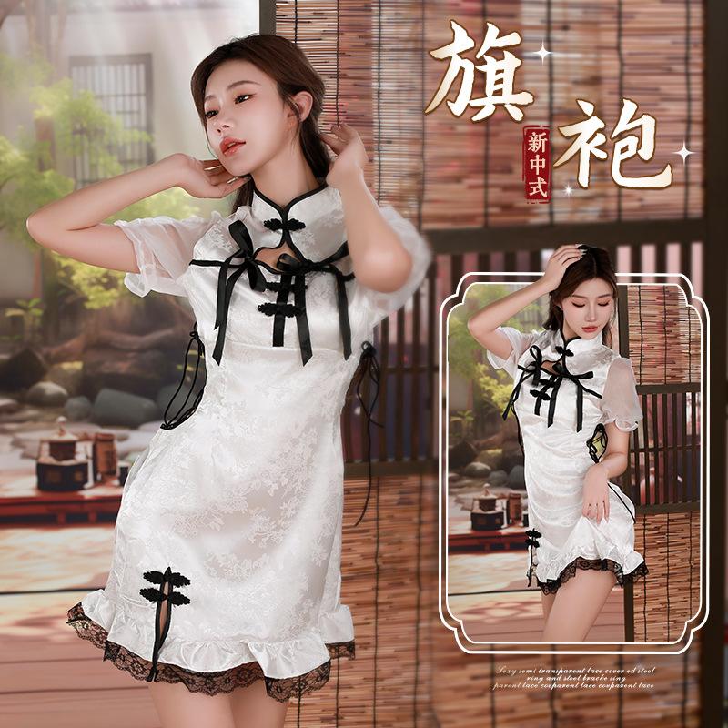 Cuello alto horquilla dividida nuevo vestido de doncella china sexy estilo nacional vestido cheongsam yk subcultura ropa de verano