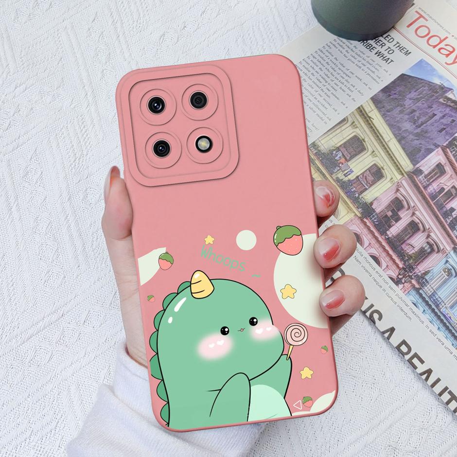 For Honor X8a X8b Cases Cute Dinosaur Leopard Print Liquid Silicone Protective Cover For Honor X8A Honor X8B 6.7 Inches Fundas