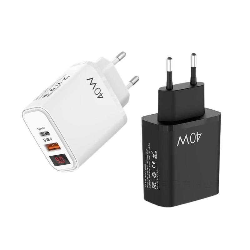 PD+USB Digital Display Charger 20W | QC 3.0 Fast Charging | EU/US/UK Plug