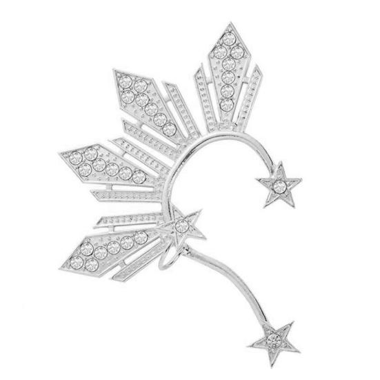 

Yousheng 1Pc Ear Clip Non Piercing Faux Crystal Shiny Geometric Electroplating Women Pentagram Fan-shaped Ear Cuff Earring Jewelry Decoration Gifts срібний