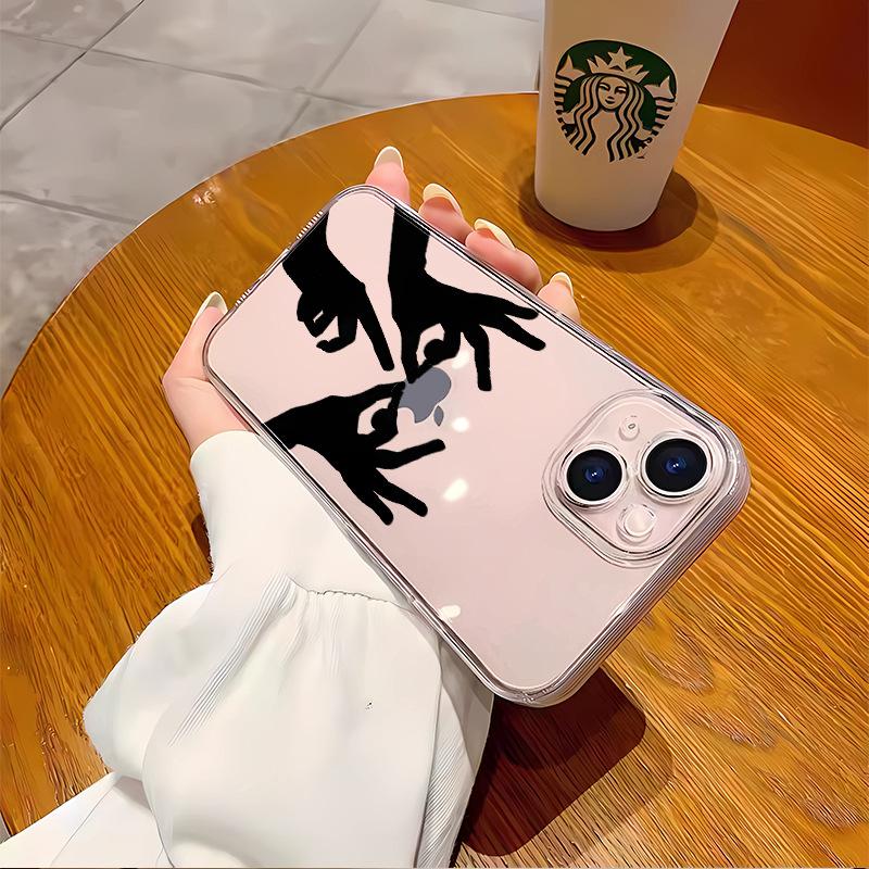 Funny gesture eye application Apple 16e mobile phone case iphone14 foreign trade hot-selling 17pro transparent soft case 12