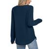 2025 European Style Women's Casual Loose Solid Long Sleeve Waffle Knit Round Neck Top