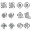 Fashionable Versatile Four-Leaf Clover Zirconia Earrings: Light Luxury Diamond Studs for Women