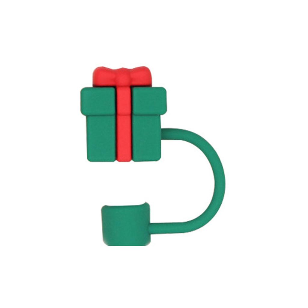 Christmas Straw Covers Cap Cartoon Silicone Drinking Straw Plug Tips Reusable Dust-proof Cup Cap Home Party Decoration