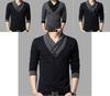 Camiseta De Hombre De Manga Corta Larga Slim Cuello En V Muscle Tee Blusa Casual