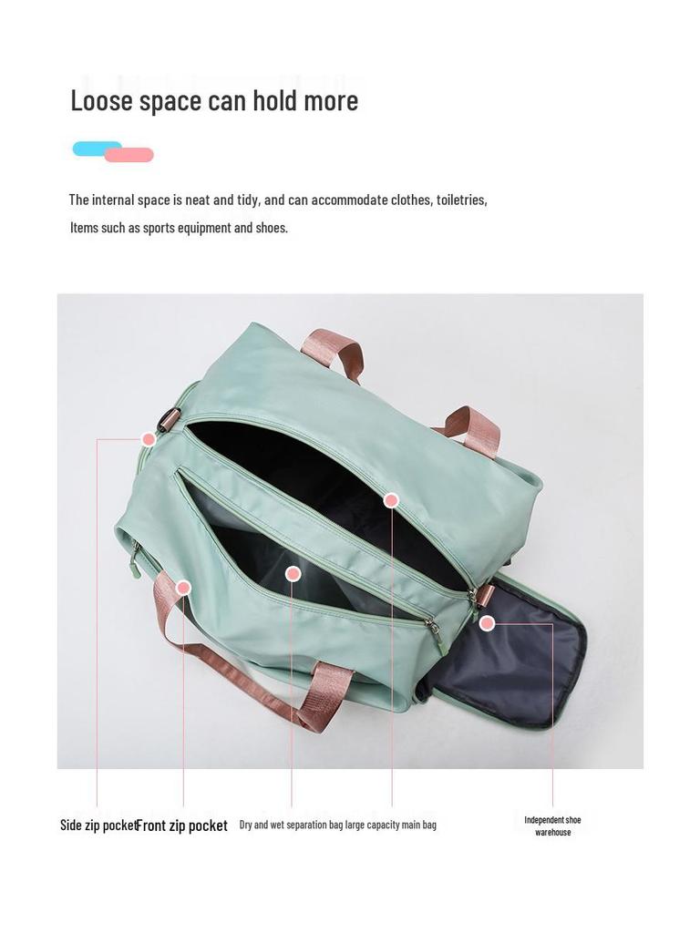 Sporttasche für Yoga mit großem Fassungsvermögen, bedrucktem Logo und Nass-/Trockenfach, ideal für Reisen und Fitnessstudio mit Schuhfach