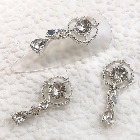 3Pcs Nail Charms Sparkling Stunning Visual Effect Ultra-Light Creative Shape Wide Application DIY Alloy Shiny Bow-knot Rhinestone Nail Art Decorations