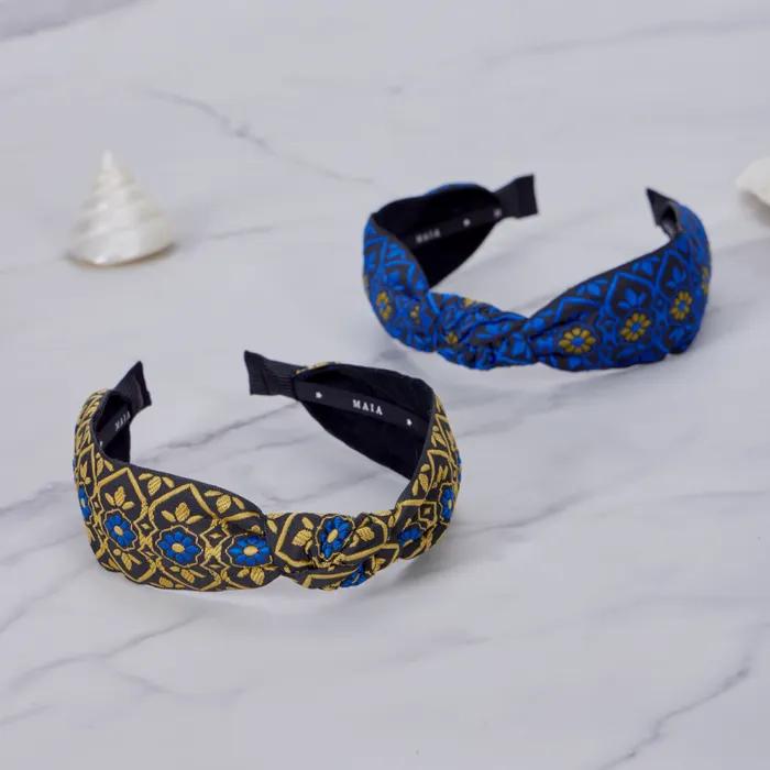 Maia Blue Jacquard Headband