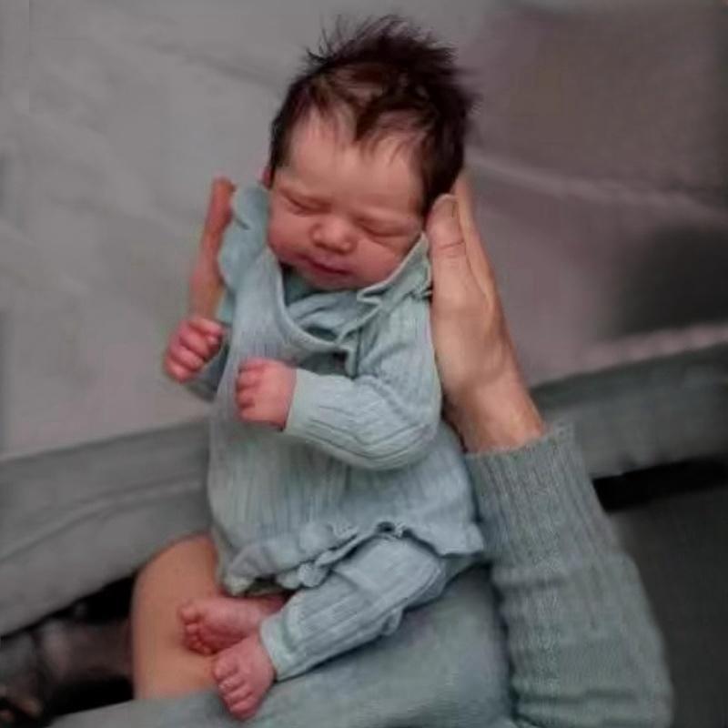 Bambole Reborn Neonato Realistiche da 19 Pollici Pascale Bambola Realistica Addormentata Fatta a Mano Capelli Impiantati Simulazione Bambola per Bambino Corpo in Tessuto Morbido Bambola Rinascita