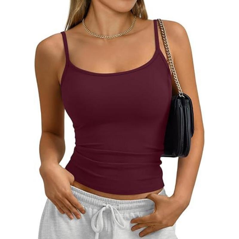 Canottiera da Donna a Coste con Spalline Sottili Scollo Rotondo Vestibilità Aderente Casual