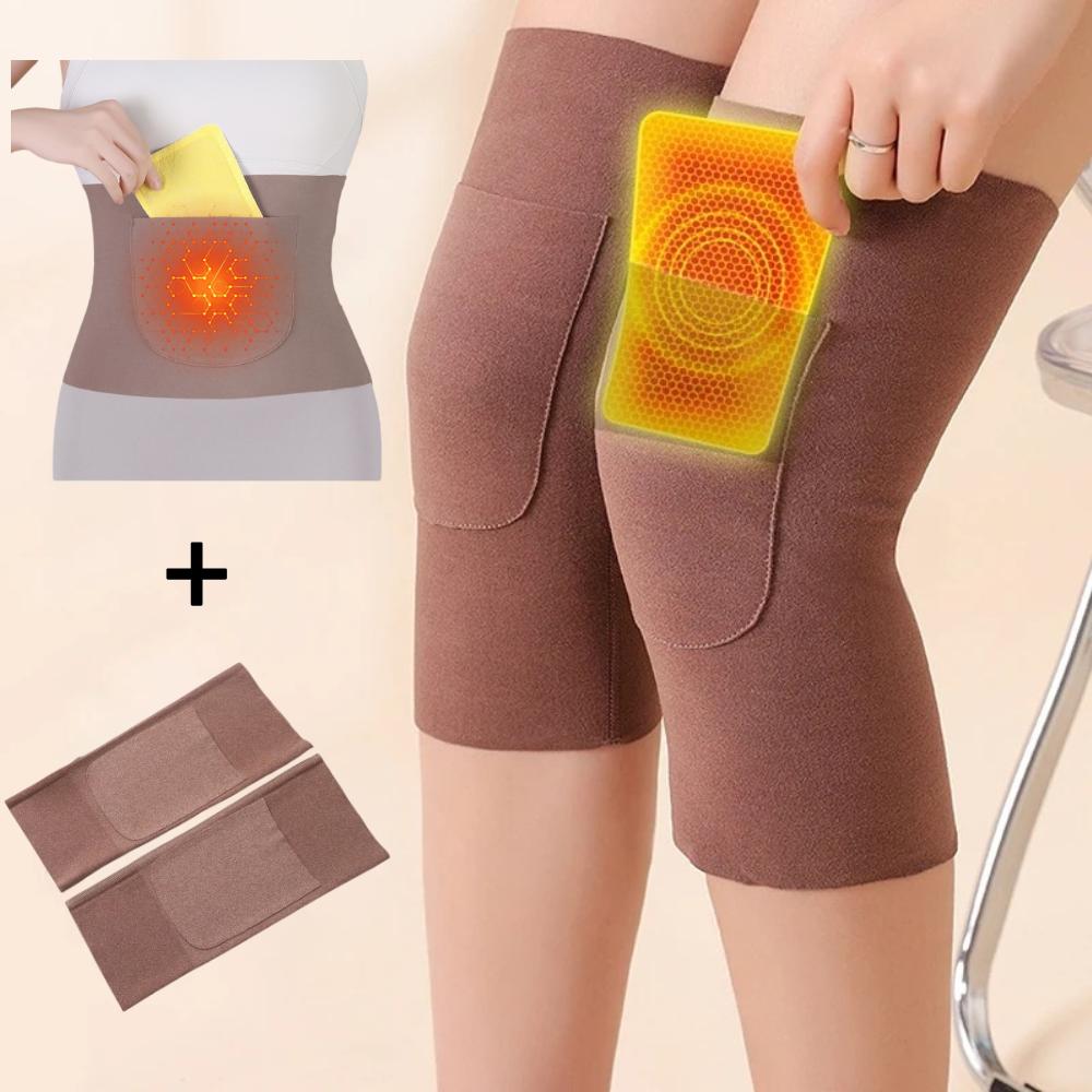 1Pair Winter Warm Knee Pads Protective Gear Women Old Men Kneepad Support Winter Running Knee Protector +Warm Stomach Lower Back Belt