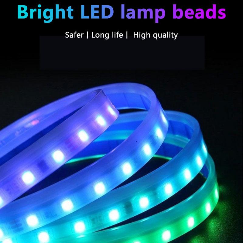 RXZ APP Remote Control RGB Led Colorful Car Headlight Strip 12v Universal for Car Hood Decorative Light Daytime Running Light