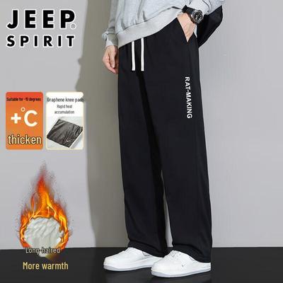JEEP SPIRIT Men's Warm Loose Straight-Leg Casual Pants