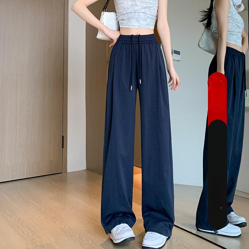 

Dopamine Sport быстросохнущие прямые повседневные брюки до щиколотки, летние тонкие брюки с высокой талией, свободные широкие брюки из ледяного шелка для женщин S темно-синий