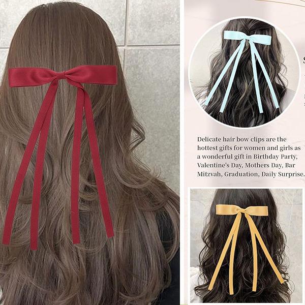 2pcs  New Cute Ribbon Bow Headband Long Tassel Hair Clip Women's Hair Accessories Girls Party Headwear Side Clips