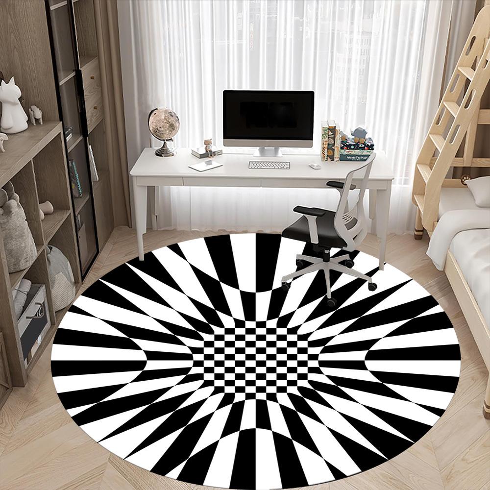 1 Stück optisches Illusionsmuster Stuhlteppich für das Büro, rutschfest, maschinenwaschbarer Teppich für das Büro, Raum-Urlaubsdekoration für Weihnachten, Geburtstag, Polyester