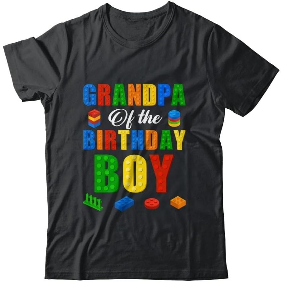 TeesPure Grandpa Birthday Boy Master Builder Building Bricks Blocks Shirt Short Sleeve Tee S