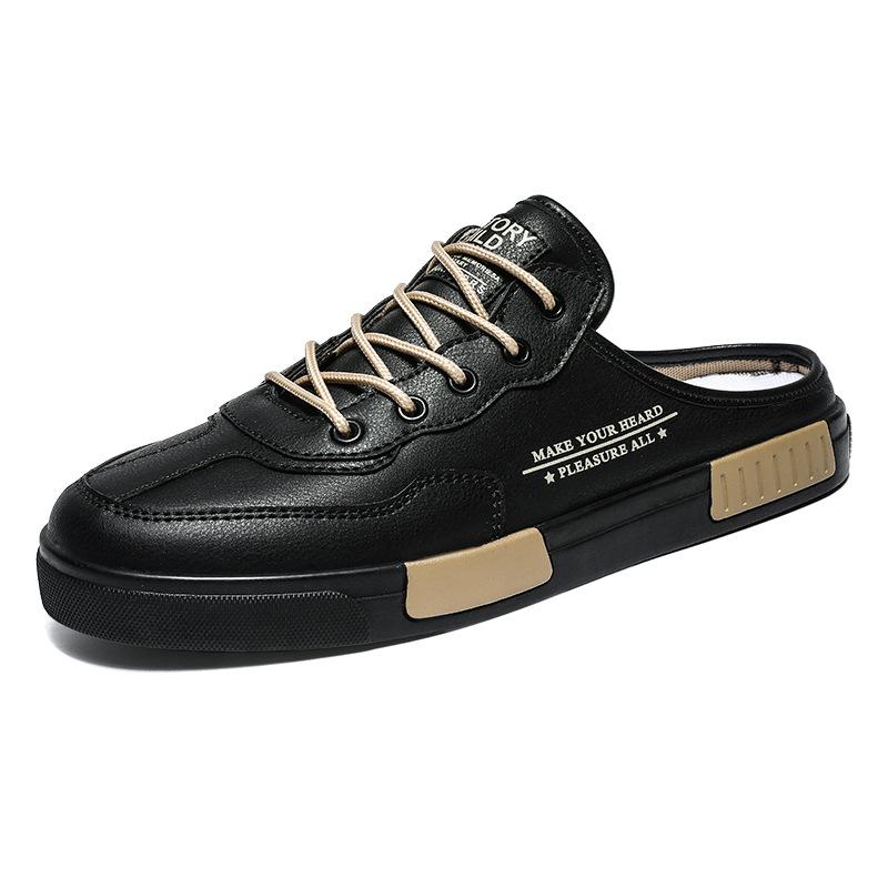 Korean version of the trend bag head half tray flat casual shoes large size summer wear fashion men's shoes breathable sandals