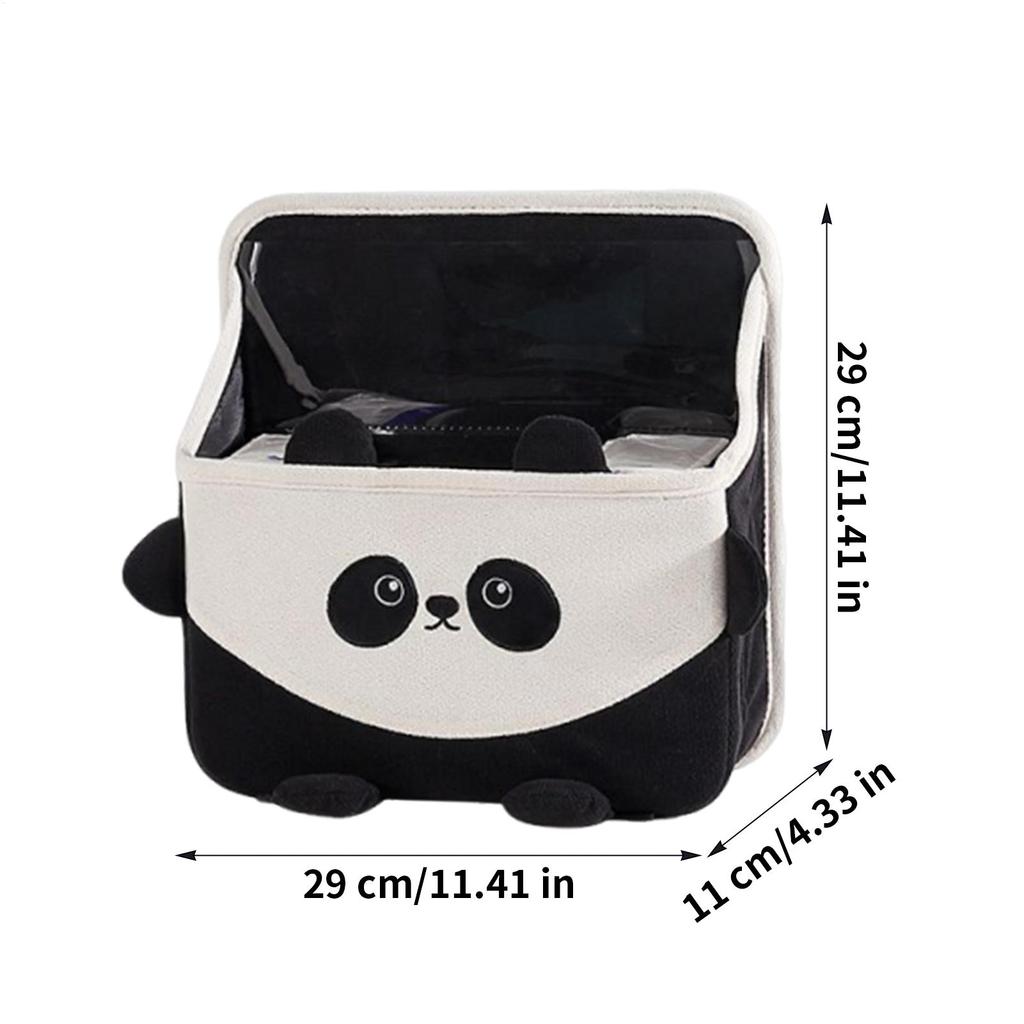 Car Back Seat Storage Box Cartoon Panda Backseat Trash Can Multifunctional Wear-Resistant Soft Plush Storage Bag Tissue Box
