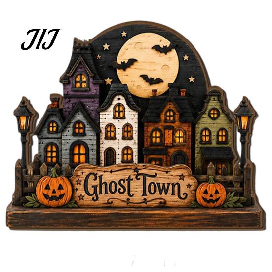 Decorative Wooden Pendant for Party Halloween House Hanging with Hemp Rope Wall Door Haunted Decoration Decoration, Castle Ornaments Pumpkin