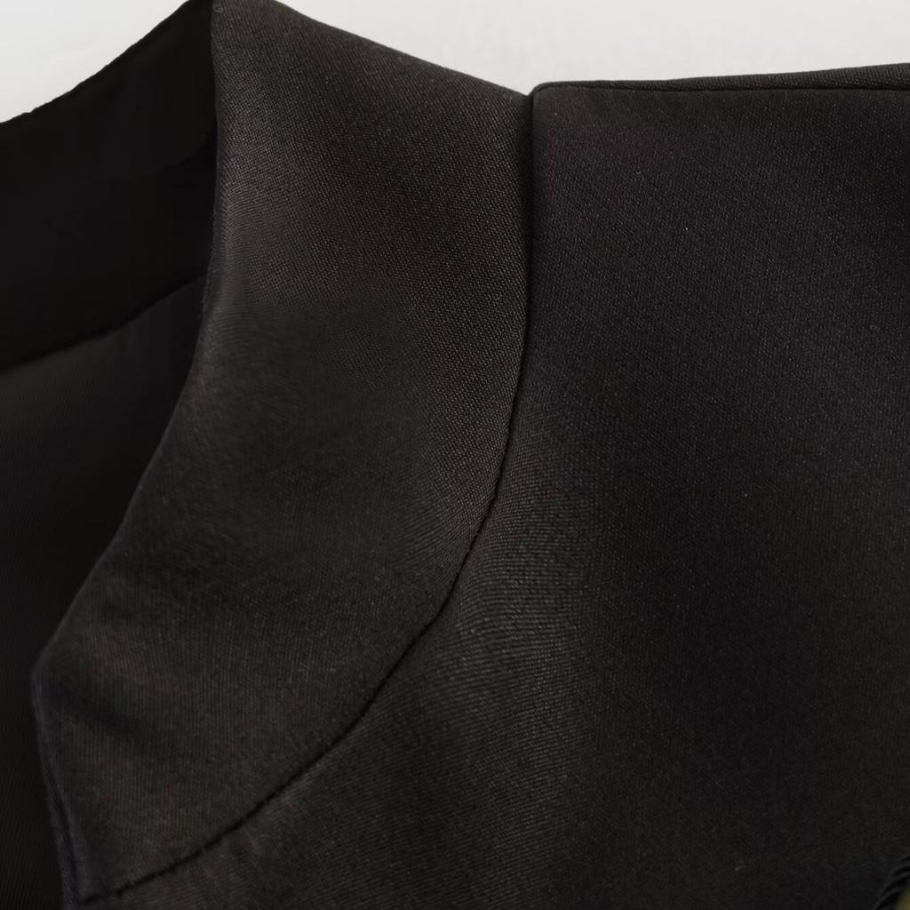 2026 summer new European and American cross-border women's clothing metal hook and strap shoulder pads slim suit jacket w107 8907