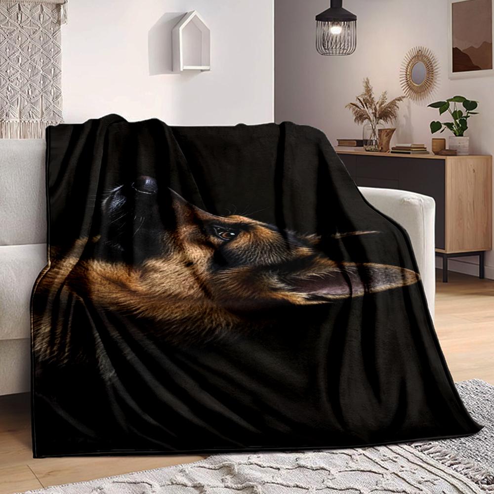 1Pc German Shepherd Profile Blanket Soft And Comfortable Casual Warm Camping Travel Christmas Halloween Xmas Gift M92856