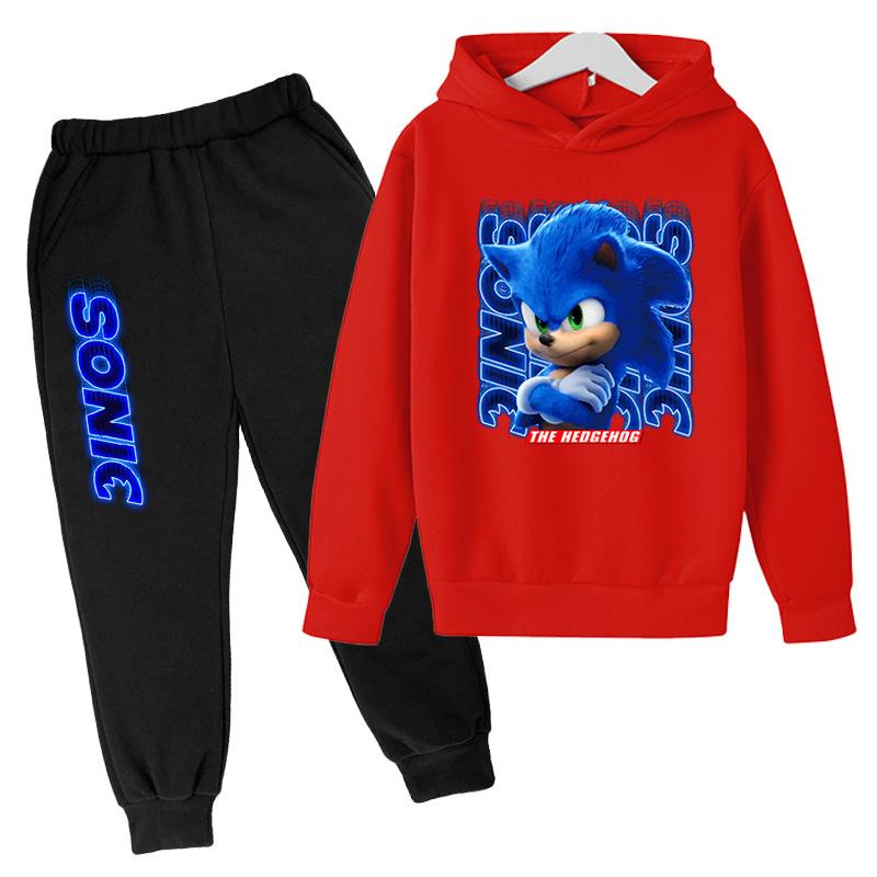 Podzim Zima Sonic the Hedgehog Potisk Postavy Mikiny Tepláky Sety Ležérní Teplé Sportovní S Dlouhým Rukávem Kalhoty Dětské Chlapecké Oblečení Sety