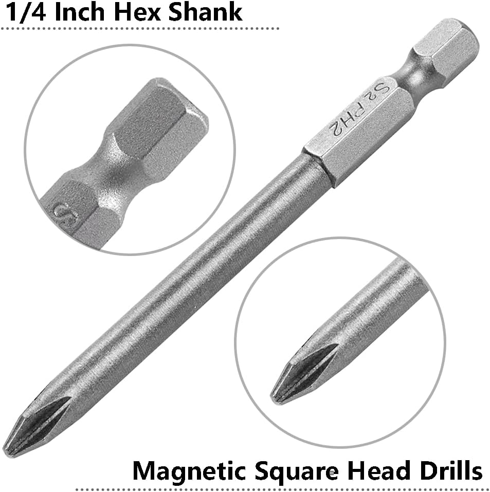 10Pcs 1/4" Hex Shank Screwdriver Bit Set Flat Slotted Cross Head Drive Bits S2 Steel Magnetic Screwdriver Bit for Power Screwdri