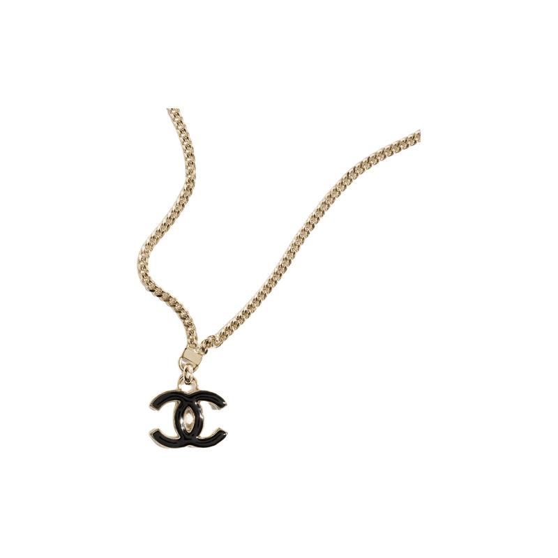 Chanel Collana Nera da Donna con Logo a Lettera Doppia C
