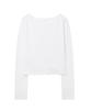 Lense Cut-Out Boat Neck Long Sleeve Tee White