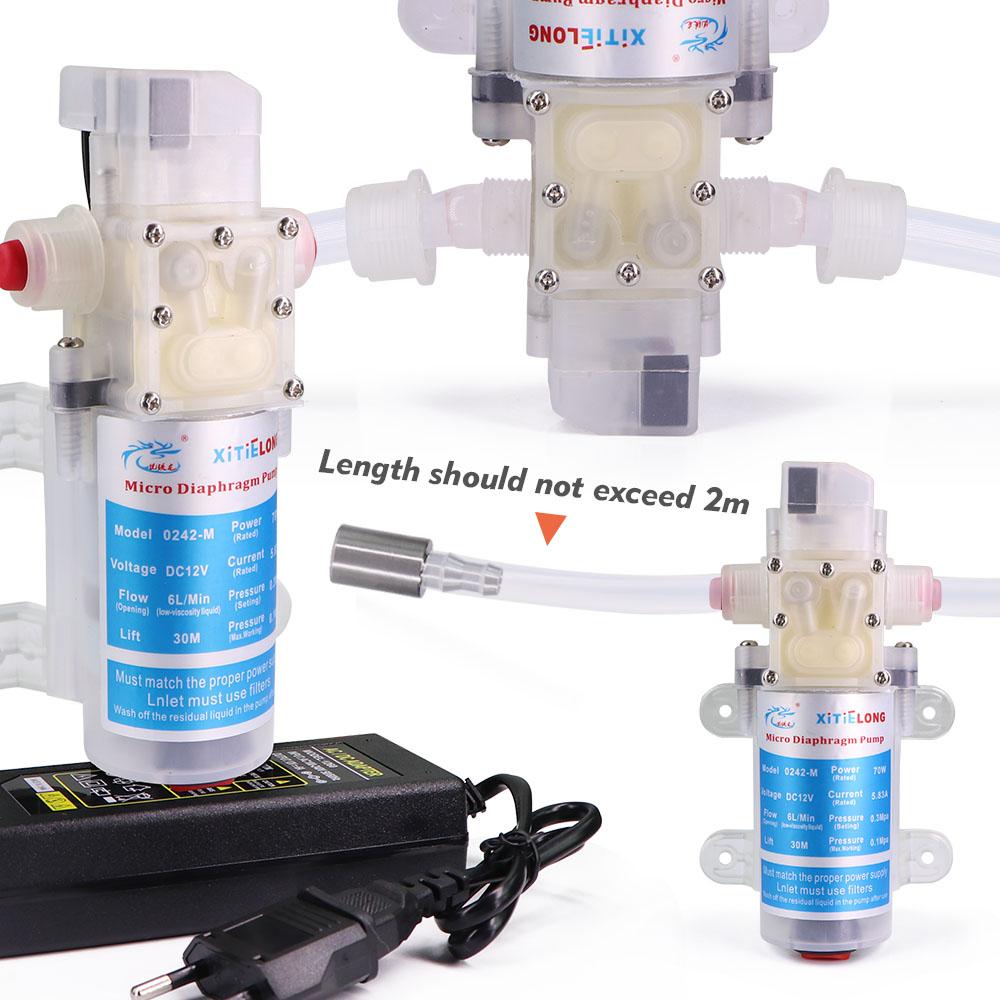 70W Food Grade Diaphragm Water Pump Kit 110-240V Power Supply Hygienic Silicone Hose Self-priming Pump w/ Switch for
