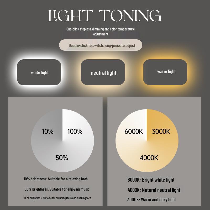 Oval LED Illuminated Aluminum Bathroom Mirror with Smart Makeup Features