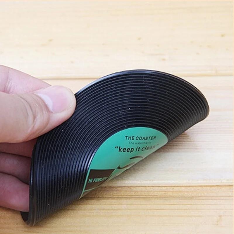 2 Vintage Vinyl Record Drink Coaster Non-slip Cup Coffee Coaster Heat Resistant Table Mat Decoration Random Color