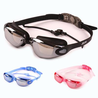 Wodoodporne okulary pływackie z dużymi oprawkami, przeciwmgielne, na krótkowzroczność