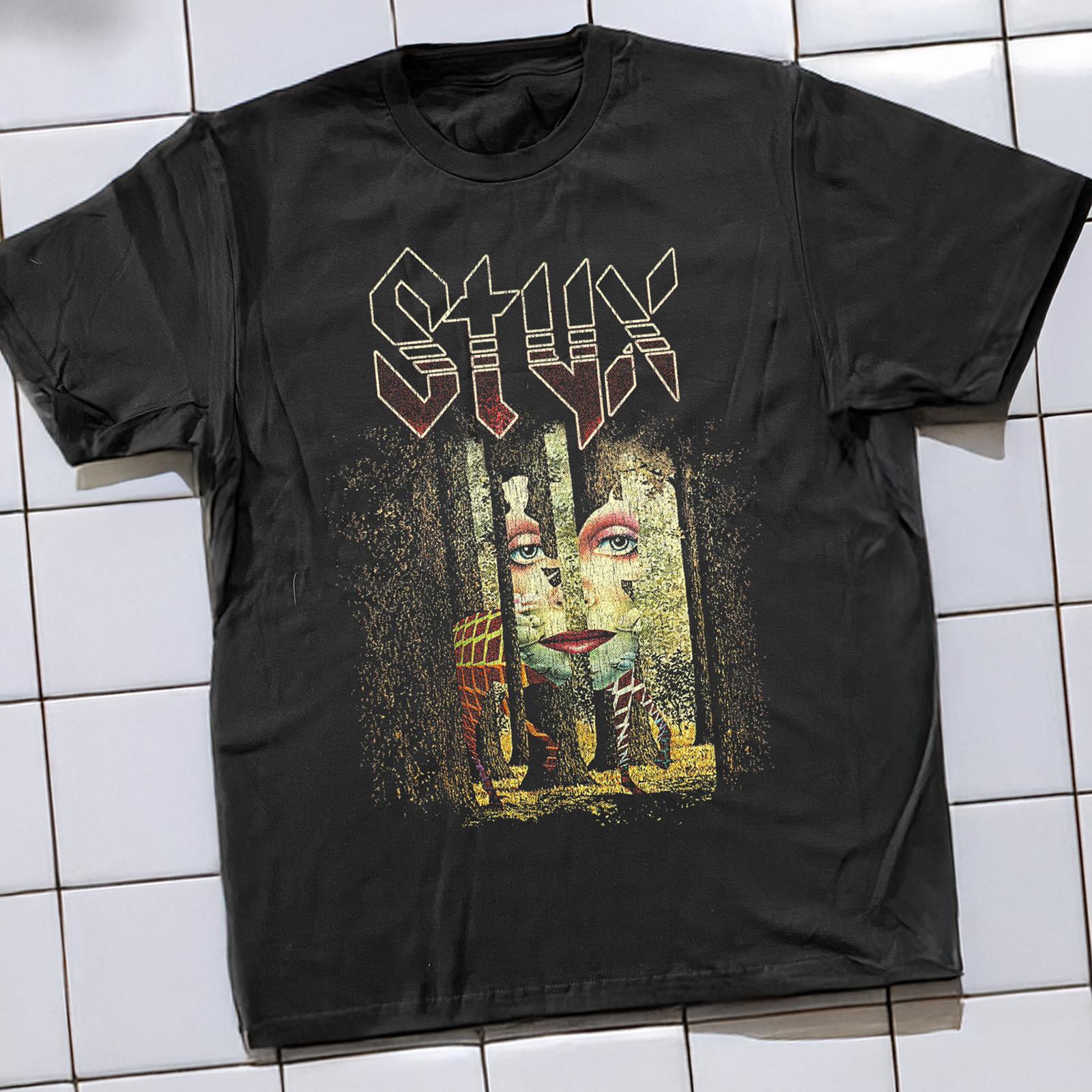 80 s Styx The Grand Illusion Aged T-Shirt Black M 2XL