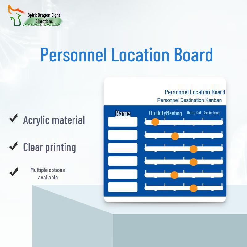 Acrylic Office Staff Status Board Six Person Version
