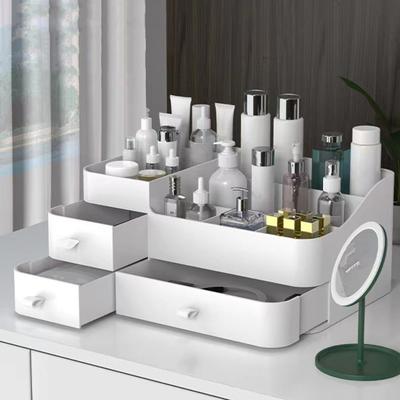 Countertop Storage Box Makeup Organizer with Drawers Large Capacity Smooth Edge Burr-Free Storage Container Cabinet Shelf Organizer