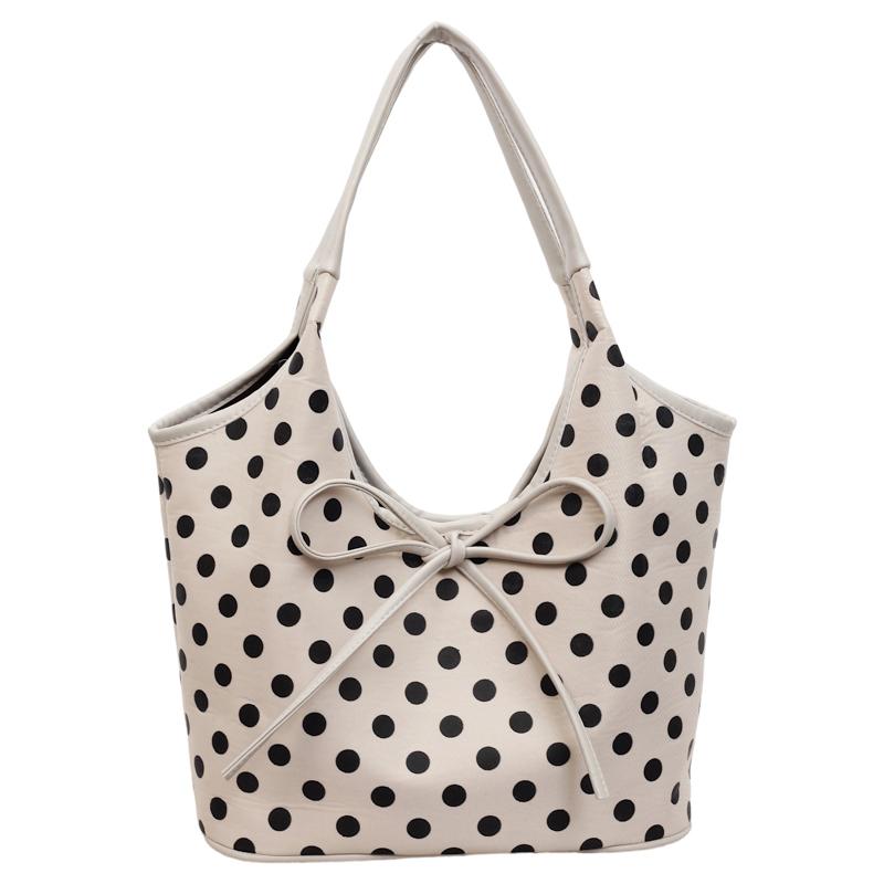 

Vintage Polka Dot Bow Tote Bag Large Capacity Casual Shoulder Handbag Nyl Hobo Bag, Fashi Shopping Bag for Women 2026 New