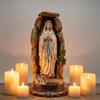 Unsere Liebe Frau von Lourdes Statue mit Grotte Handbemalt Katholische Jungfrau Maria Harzfigur für Gebet & Dekoration 12 Zoll