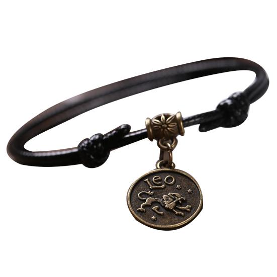 

Круглый браслет из искусственной кожи с 12 созвездиями, цепочка на ногу, браслет на щиколотке Leo