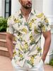Men's Casual Shirt, Short - Sleeved Button - Front, Light Beige with Cartoon Banana Pattern, Polyester Material, Multiple Sizes Available, Fun Design