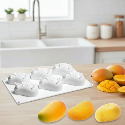 Antihaft-Kuchenform in Mangoförmchen, 6 Mulden, Silikon-Kuchenformen, Sichere Mousse-Kuchenformen, Party-Gebäck
