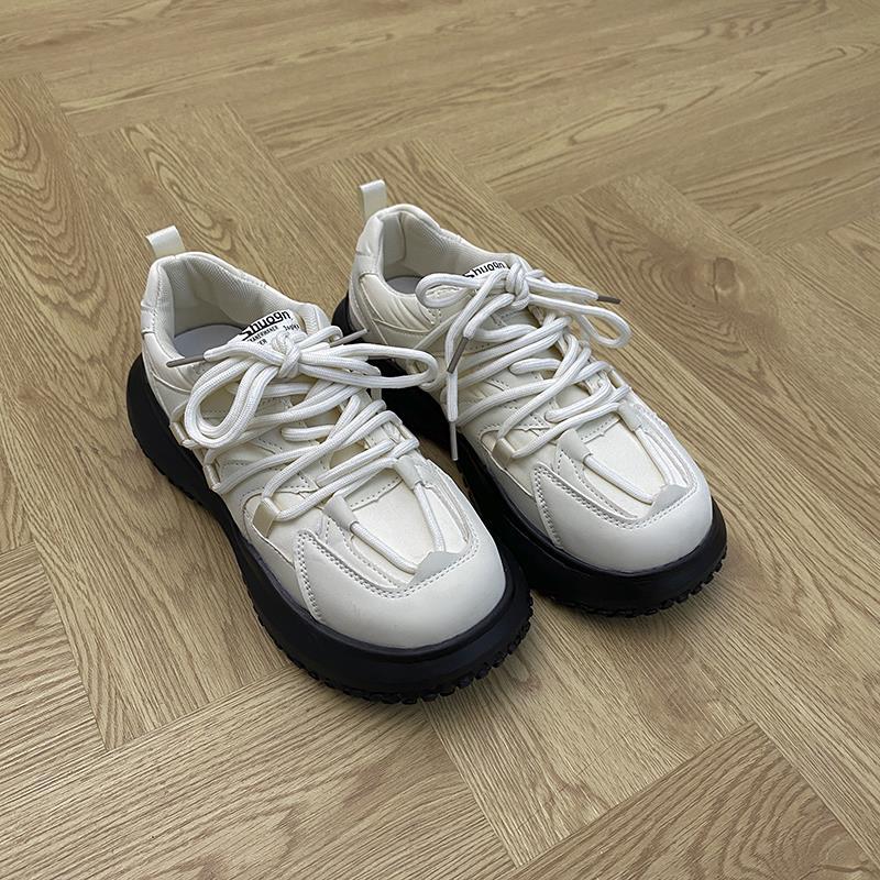 White thick-soled heightening dad shoes women's tide ins retro 2025 new autumn versatile student lightweight sneakers