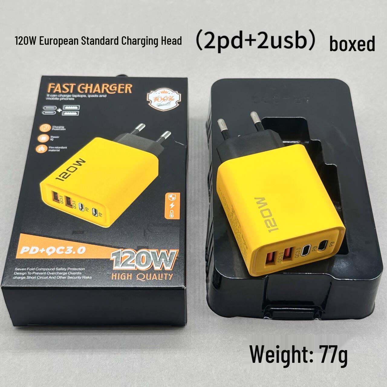 

PD120W Багатопортовий Швидкий Зарядний Пристрій Подвійний Type-C та USB - Стандарт ЄС/США Single Head Boxed Bulk (50 pcs)